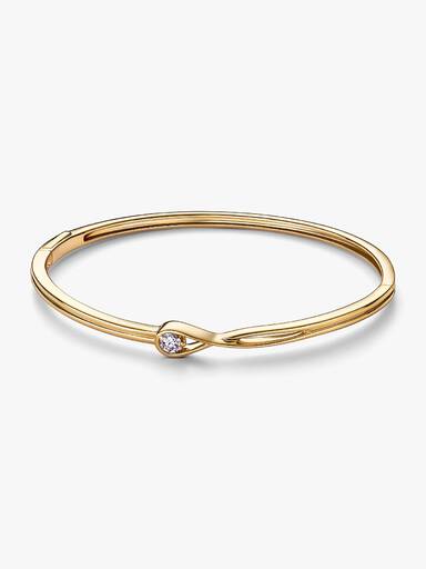 Bracciale Rigido Infinite in oro 14k con diamante creato in laboratorio