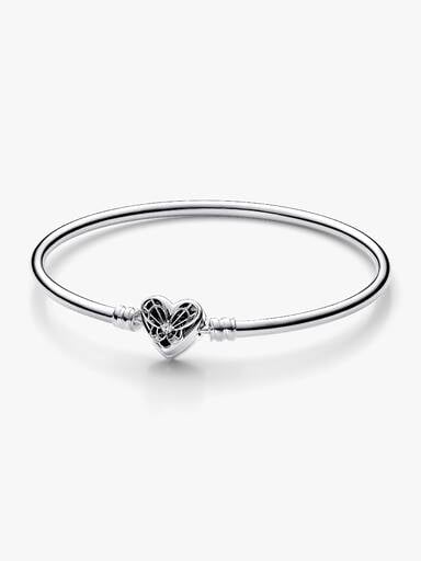Bracciale Rigido con Chiusura a Cuore e Farfalla