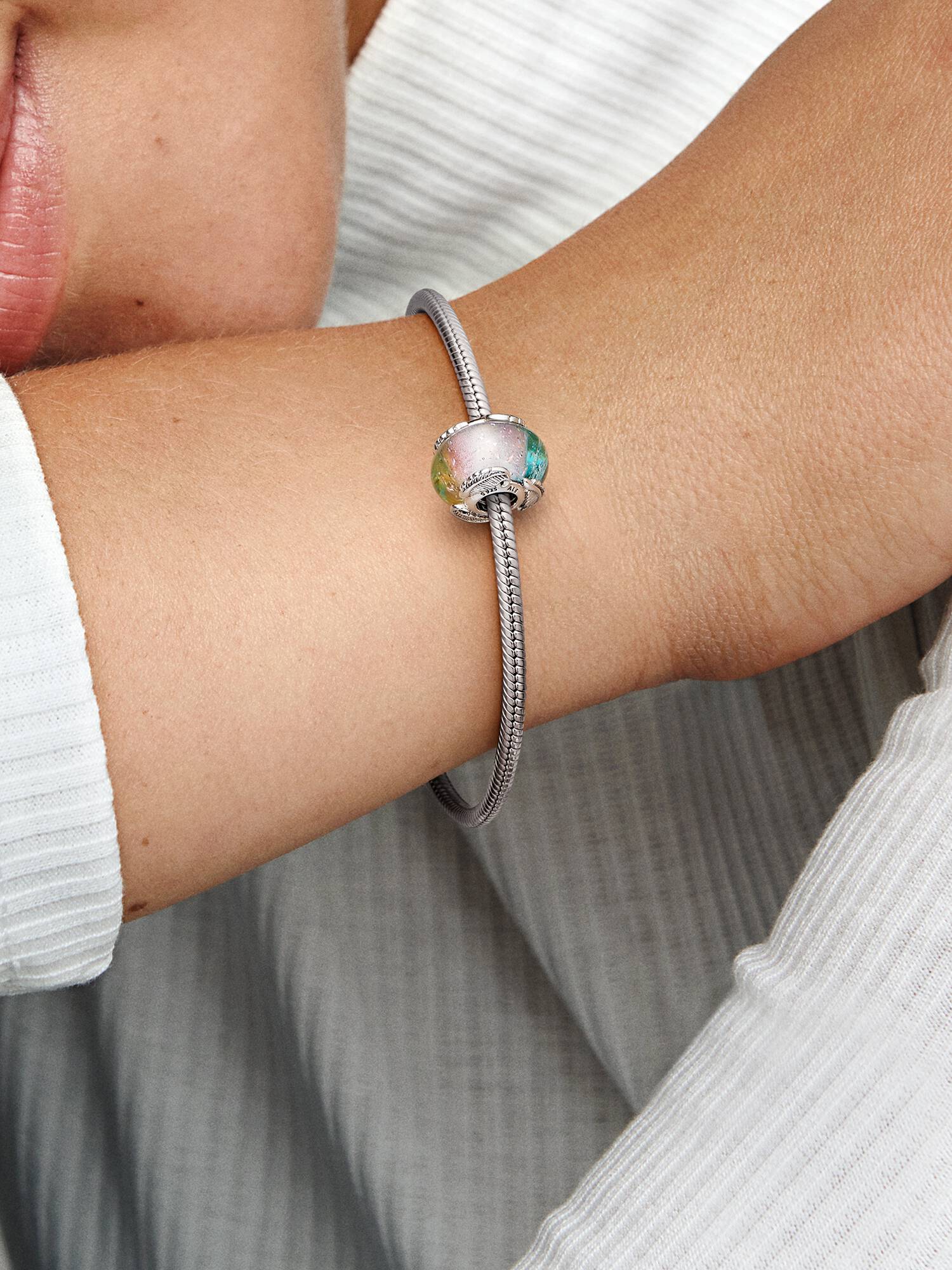Charm Vetro di Murano Cielo e Piume