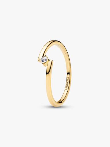 Anello Solitario Fascia Asimmetrica