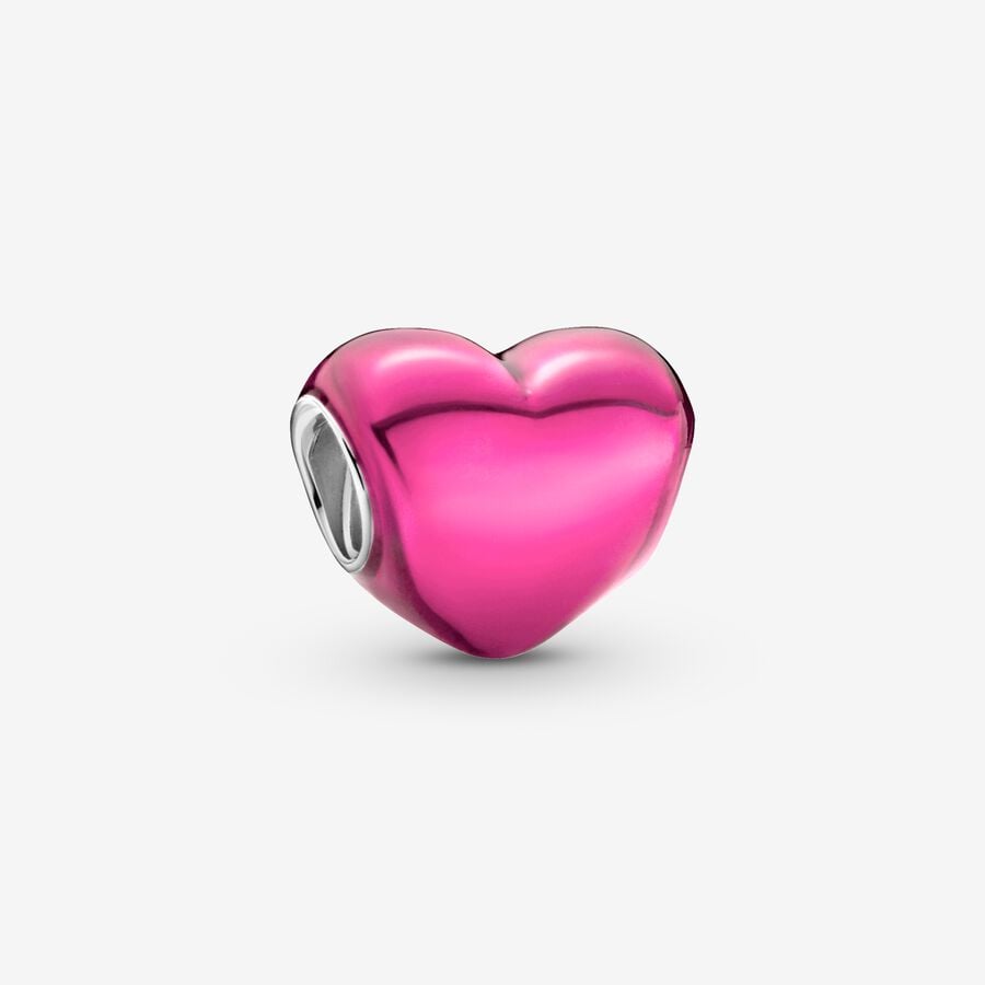 Charm Cuore Metallico Rosa image number 0