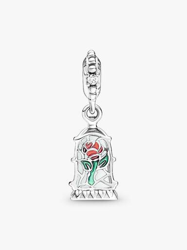 Disney, La Bella e la Bestia, Charm Pendente Rosa Incantata
