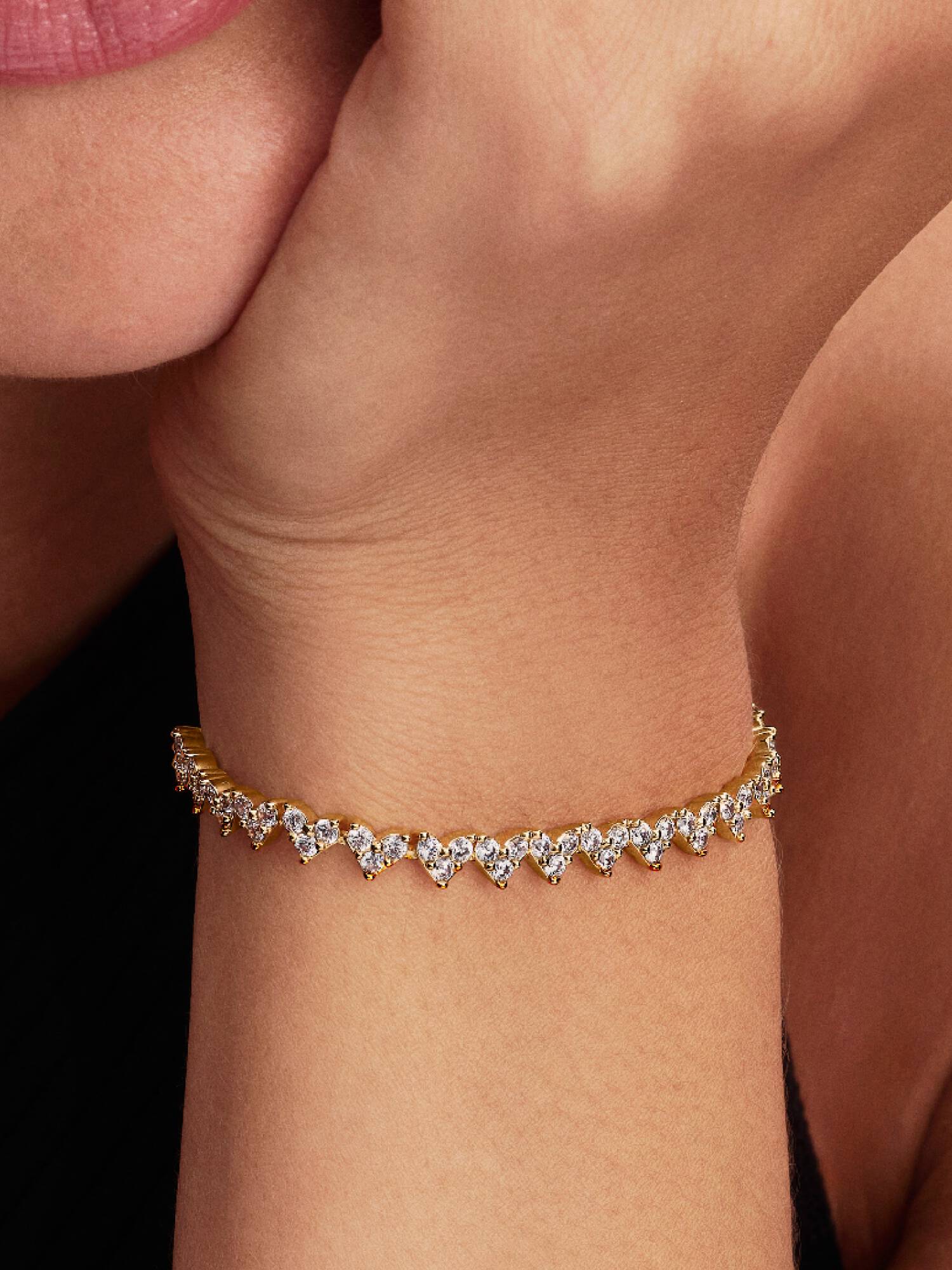 Bracciale Cuori con Tre Pietre