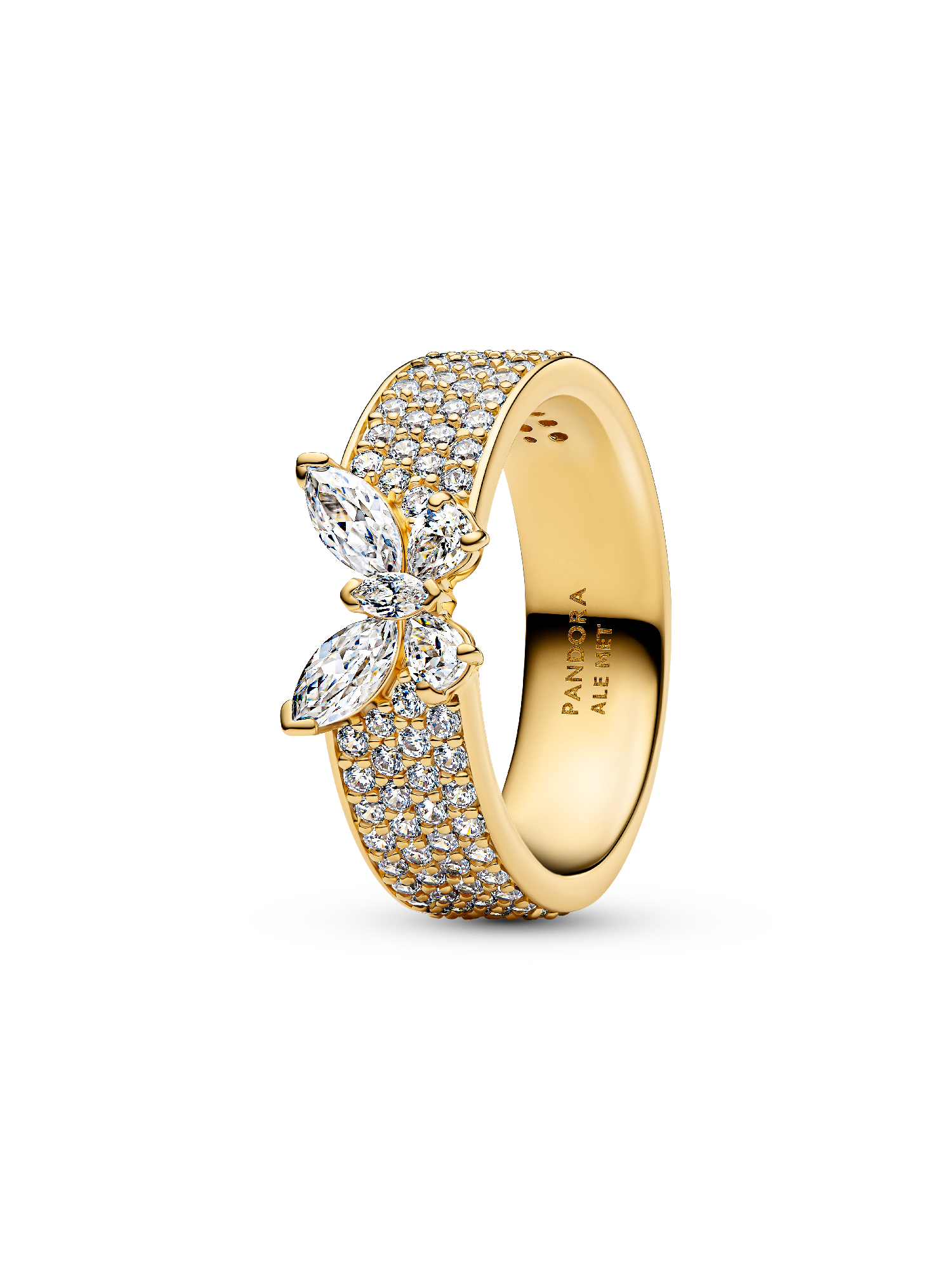 Anello Fascia Pavè con Farfalla Luminosa