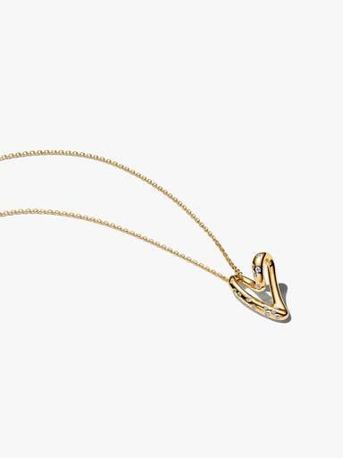 Collana Cuore Linea Sinuosa con Pietre Luminose