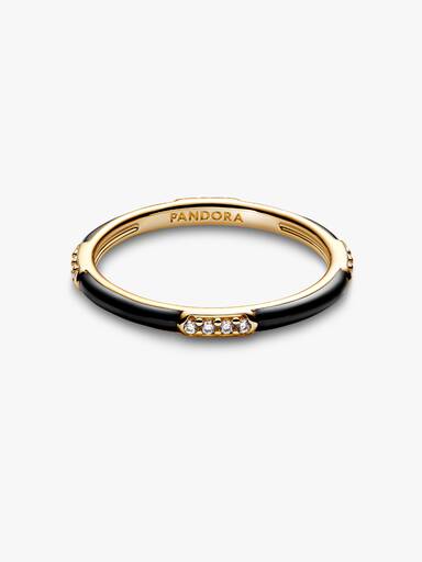 Anello Smalto Nero e Pietre Pandora ME
