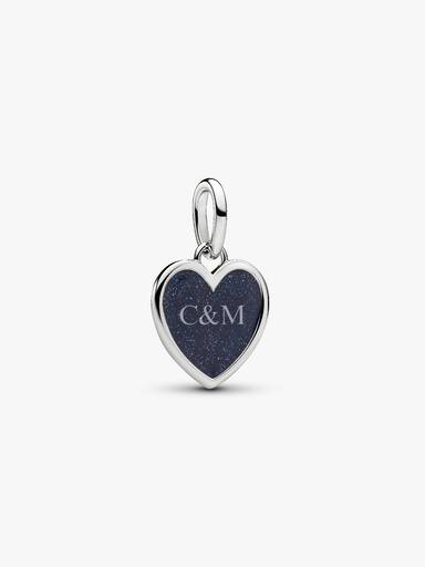Charm Pendente Cuore Blu da incidere