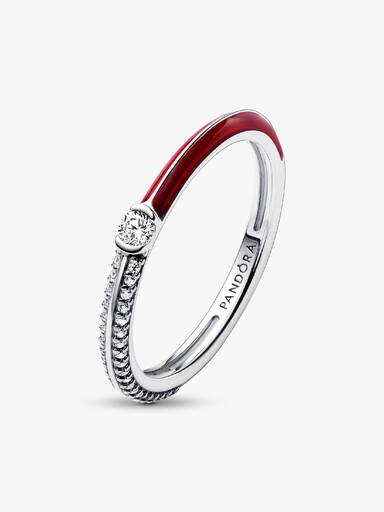 Anello Pietre Luminose & Smalto Rosso Pandora ME