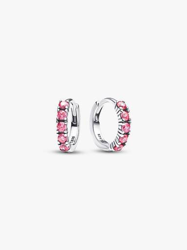 Five-D Orecchini A Cerchio In Argento 925 Con Cristalli Rosa-Trasparenti – Diametro 1,2 Cm In Cofanetto Regalo
