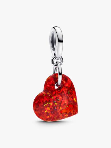 Charm Pendente Cuore Opale Rosso