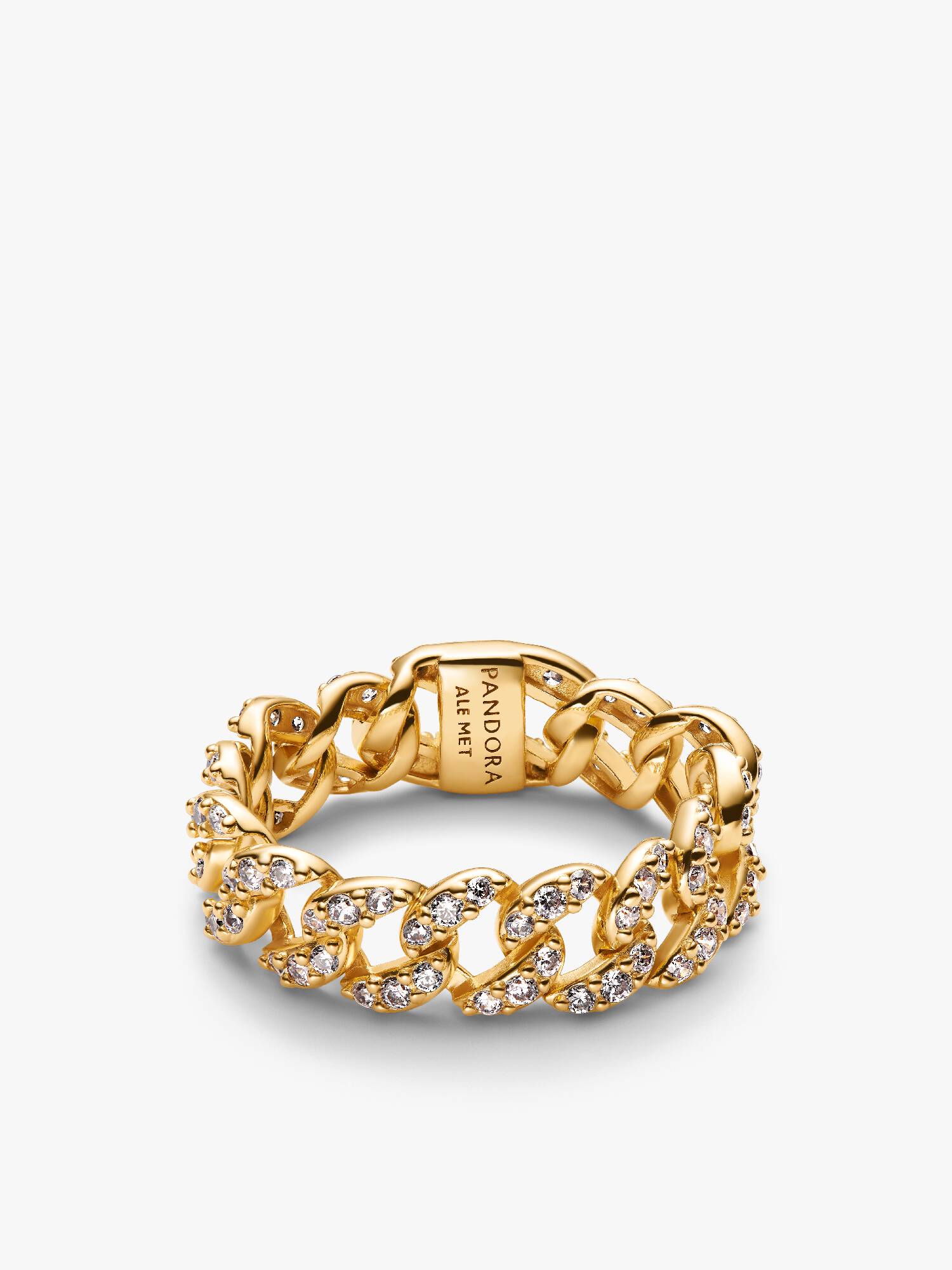 Anello Catena Maglia Cubana Pavè