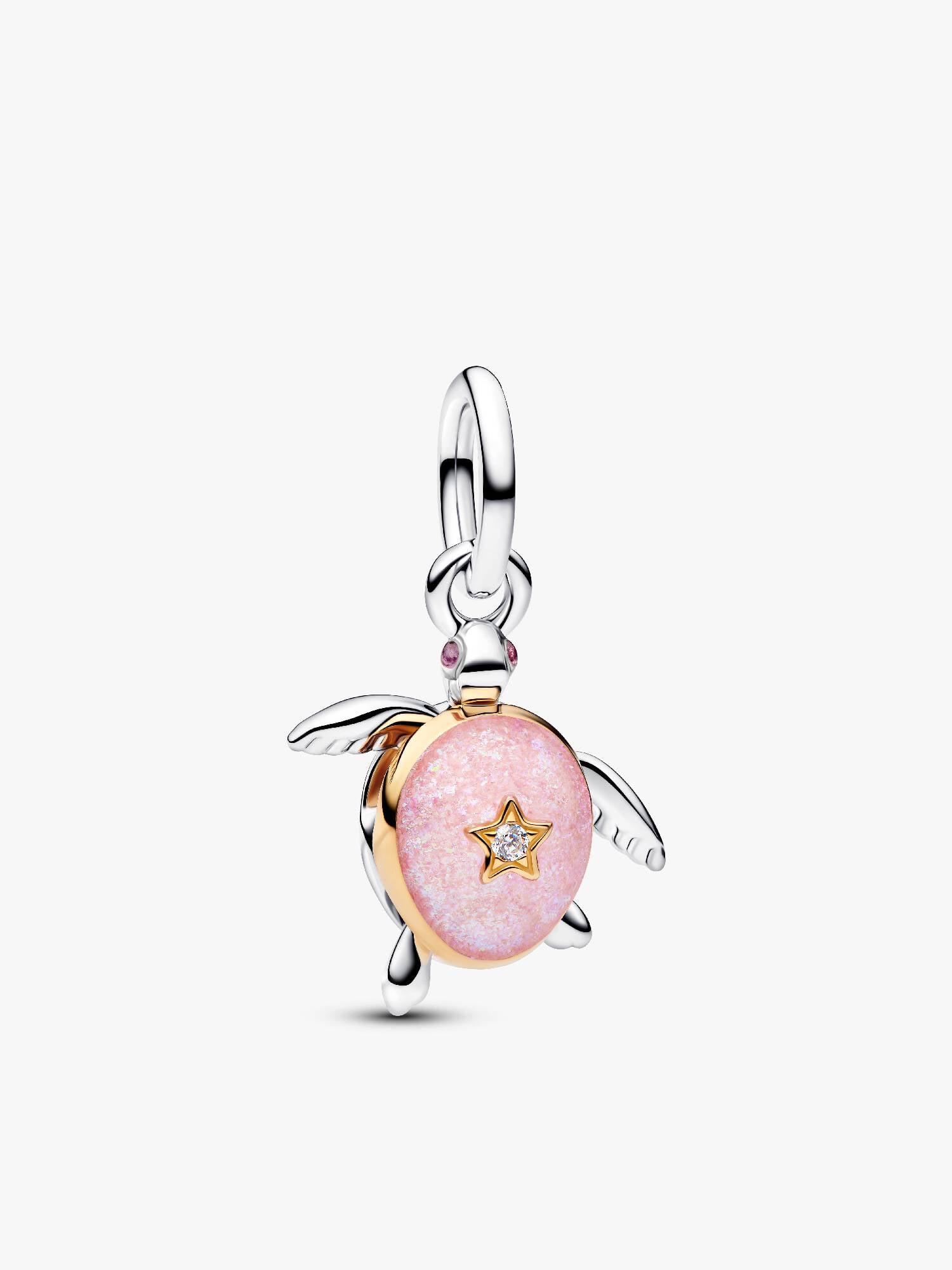 Charm Pendente Tartaruga Marina Rosa con diamante creato in laboratorio