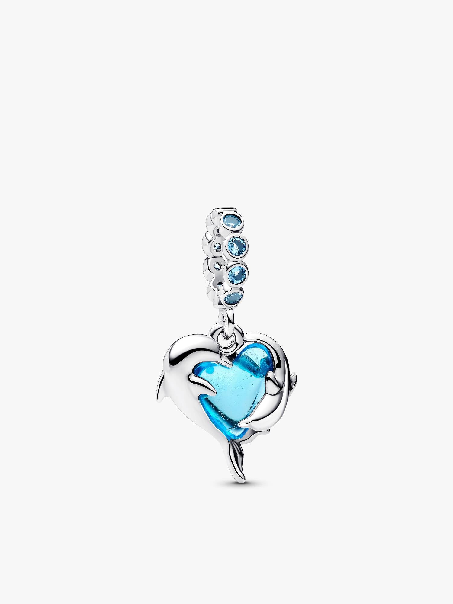 Charm Pendente Delfini e Cuore Vetro di Murano