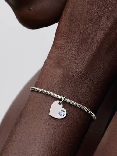 Charm Pendente Cuore con Pietra Azzura Marzo da incidere