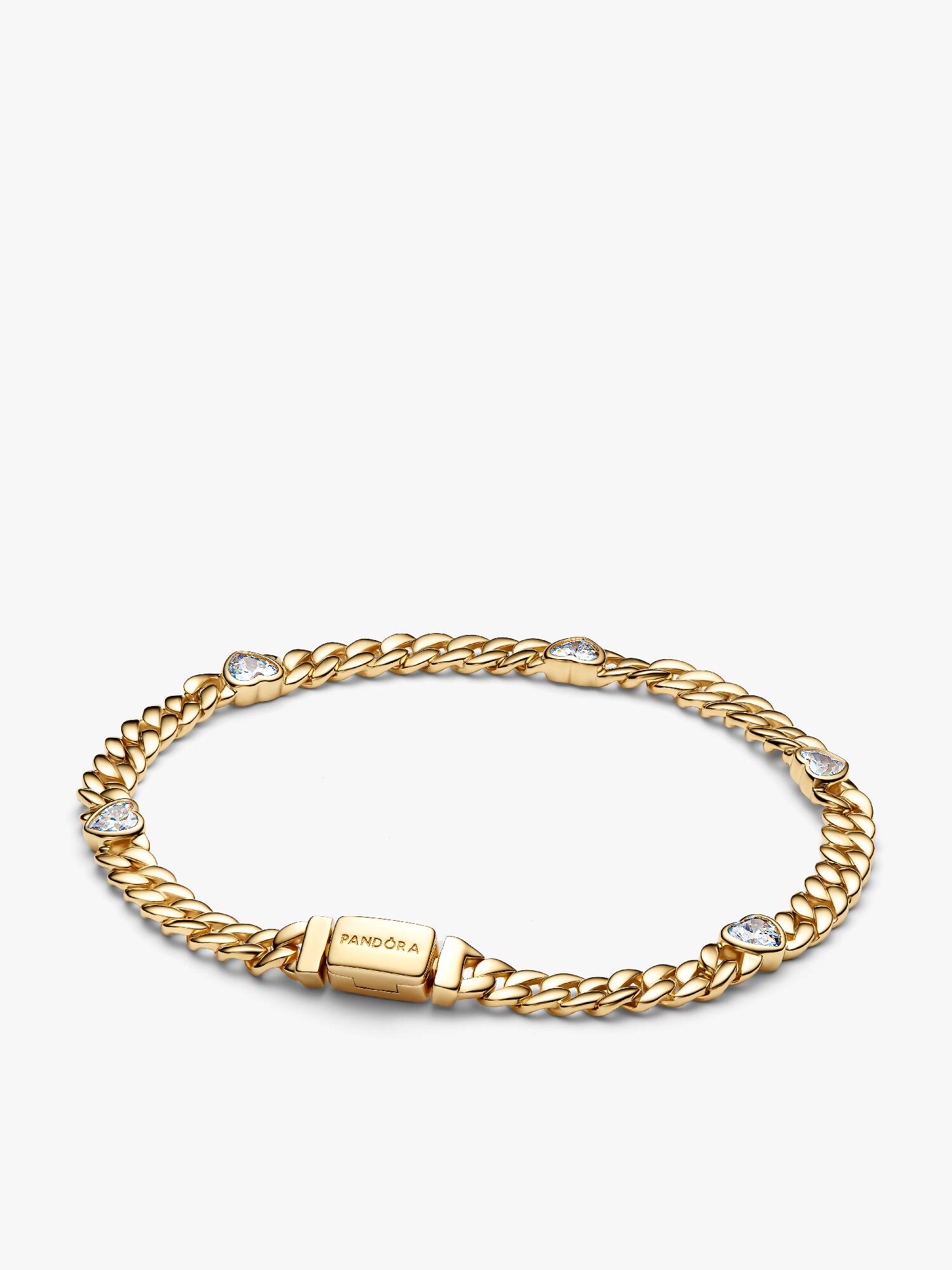 Bracciale Catena Maglia Cubana con Cuori