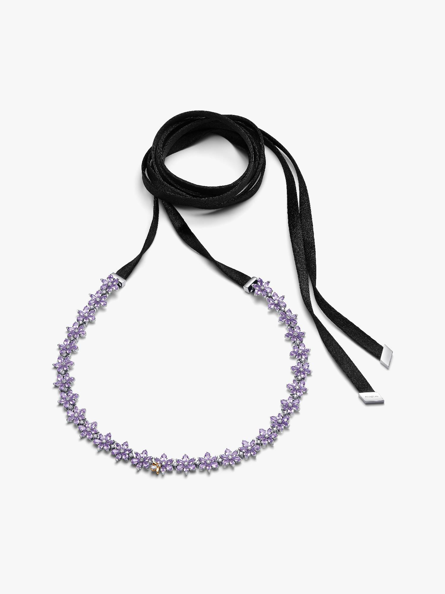Bridgerton, Collana Chocker Herbarium Fiori Viola e Ape