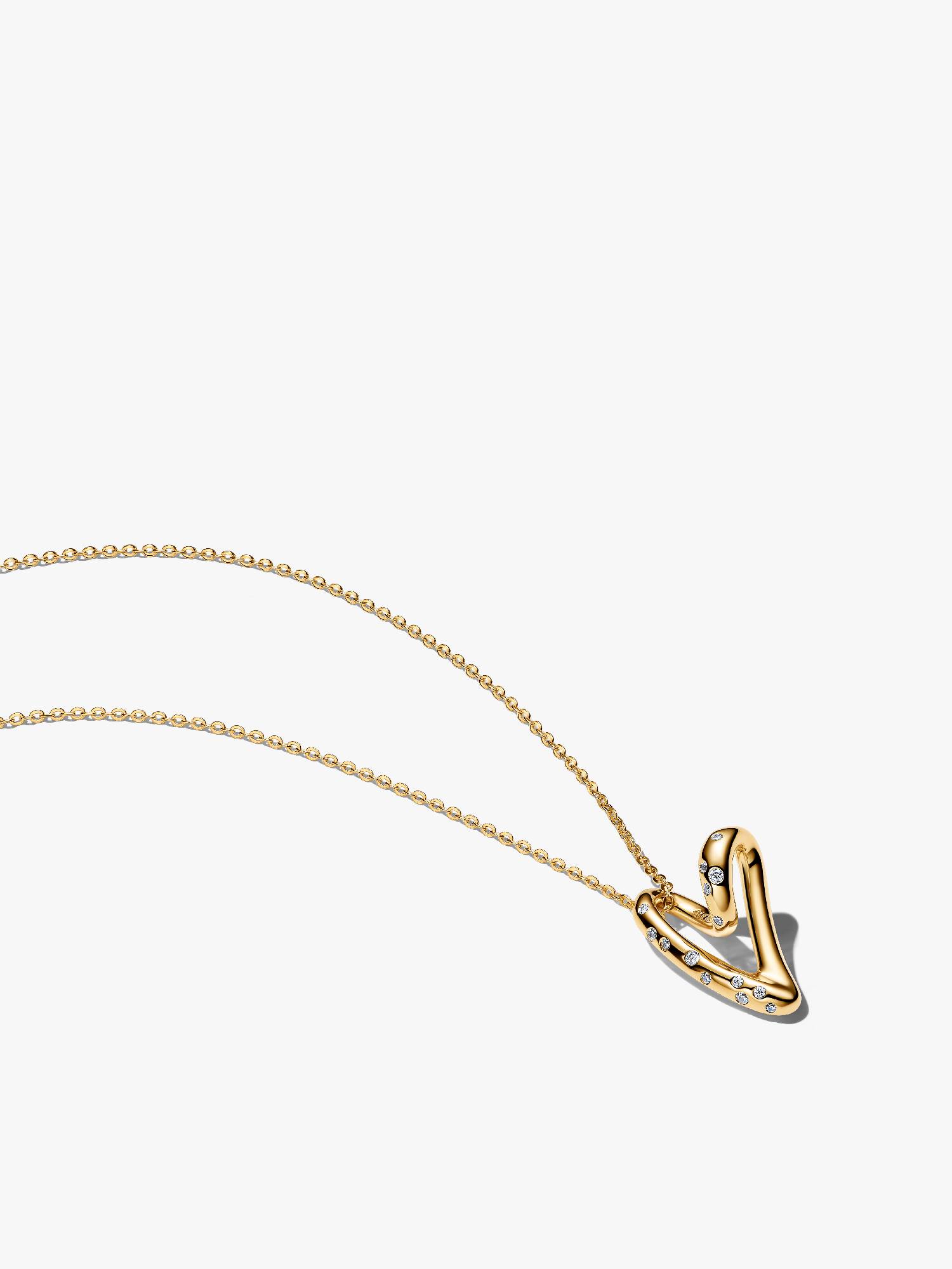 Collana Cuore Linea Sinuosa con Pietre Luminose