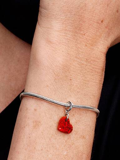 Charm Pendente Cuore Opale Rosso