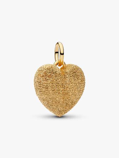 Charm Pendente Cuore Puffy effetto diamantato