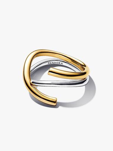 Anello Fascia Intrecciata Aperta Bicolore