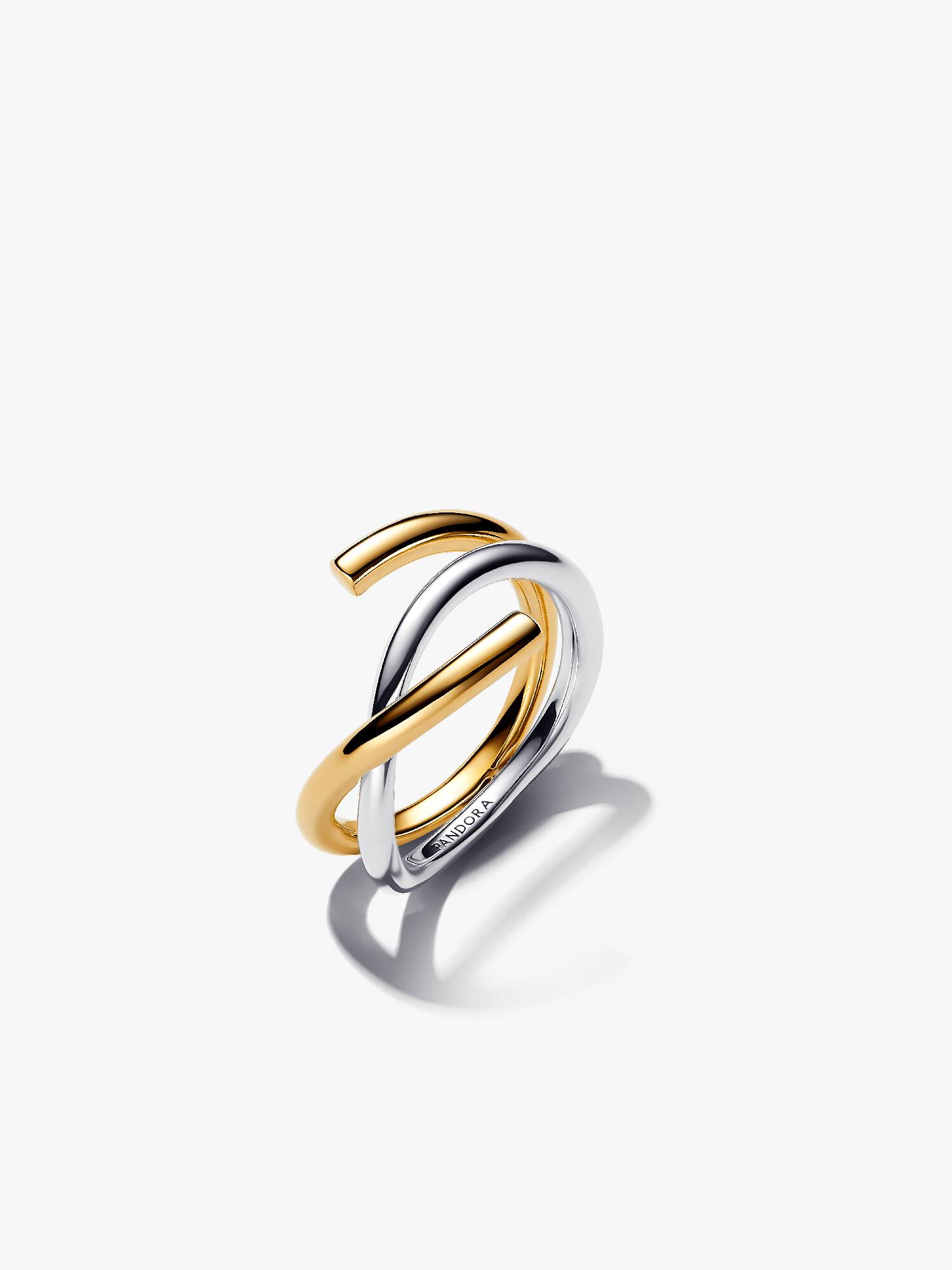 Anello Fascia Intrecciata Aperta Bicolore