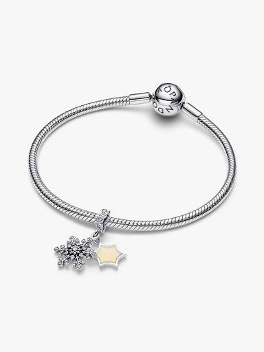 Charm Pendente Doppio Fiocco di Neve e Stella