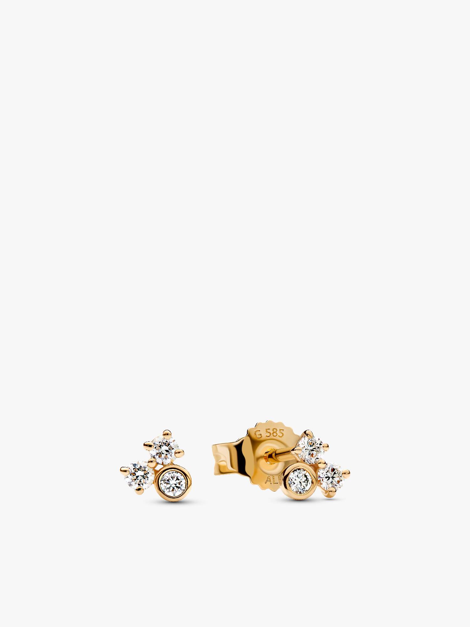 Orecchini Era in oro 14k con tre diamanti creati in laboratorio