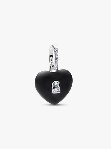 Charm Pendente Lucchetto Cuore Nero "Yours" in ceramica
