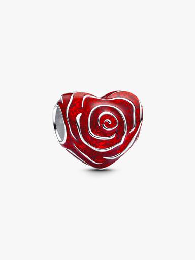 Charm Cuore di Rosa Rossa