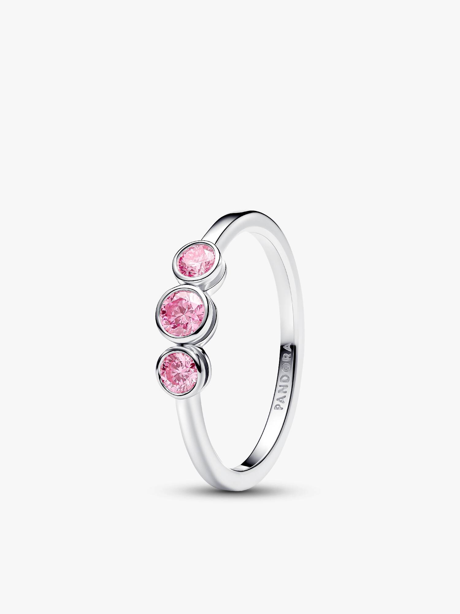 Anello Era Bezel con tre diamanti creati in laboratorio rosa