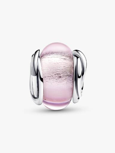 Charm Vetro di Murano Rosa e Cerchi
