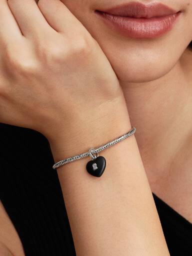 Charm Pendente Lucchetto Cuore Nero "Yours" in ceramica