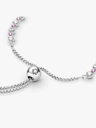 Bracciale Tennis Rosa con Chiusura Regolabile