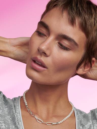 Collana Maglia Link con Perle d’Acqua Dolce Coltivate Pandora ME