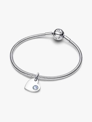 Charm Pendente Cuore con Pietra Azzura Marzo da incidere