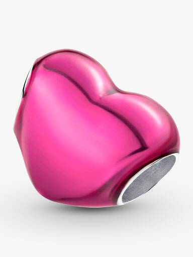 Charm Cuore Metallico Rosa