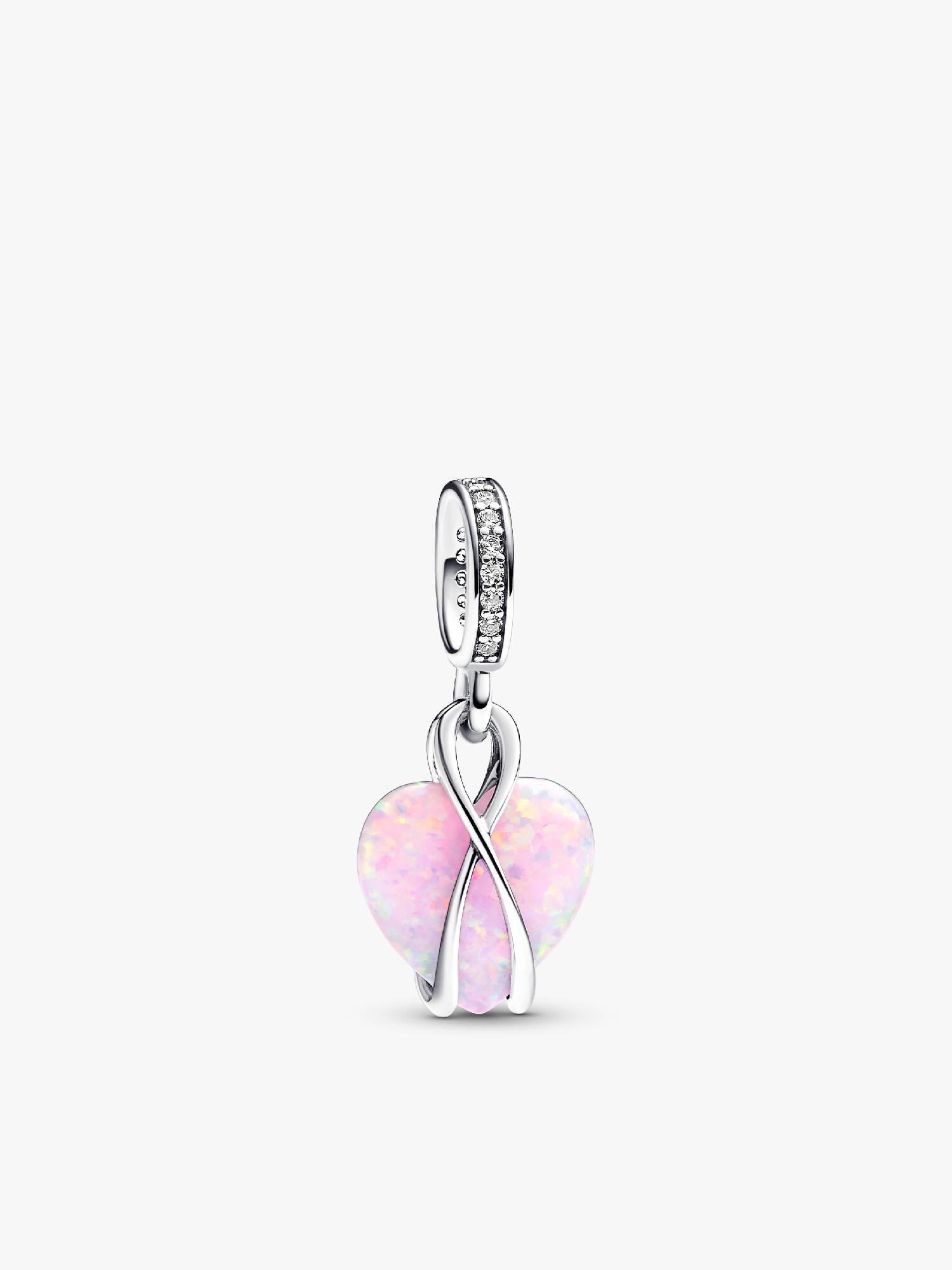 Charm Pendente Cuore di Mamma Rosa Opalescente