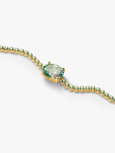 Bridgerton, Bracciale Tennis regolabile con Cristalli Verdi e Farfalla