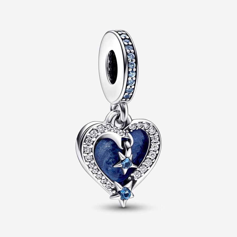Charm Pendente Cuore e Stelle Blu image number 0