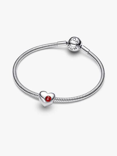 Cuore con Pietra Rossa Scuro Gennaio da incidere