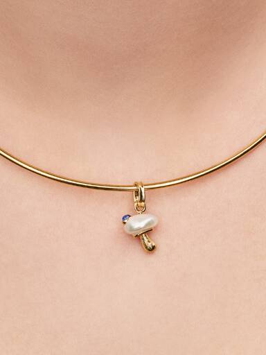 Charm Pendente Fungo con Perla Barocca d’Acqua Dolce Coltivata