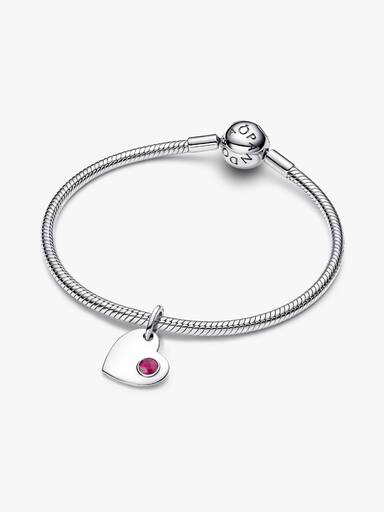 Charm Pendente Cuore con Pietra Rossa Luglio da incidere
