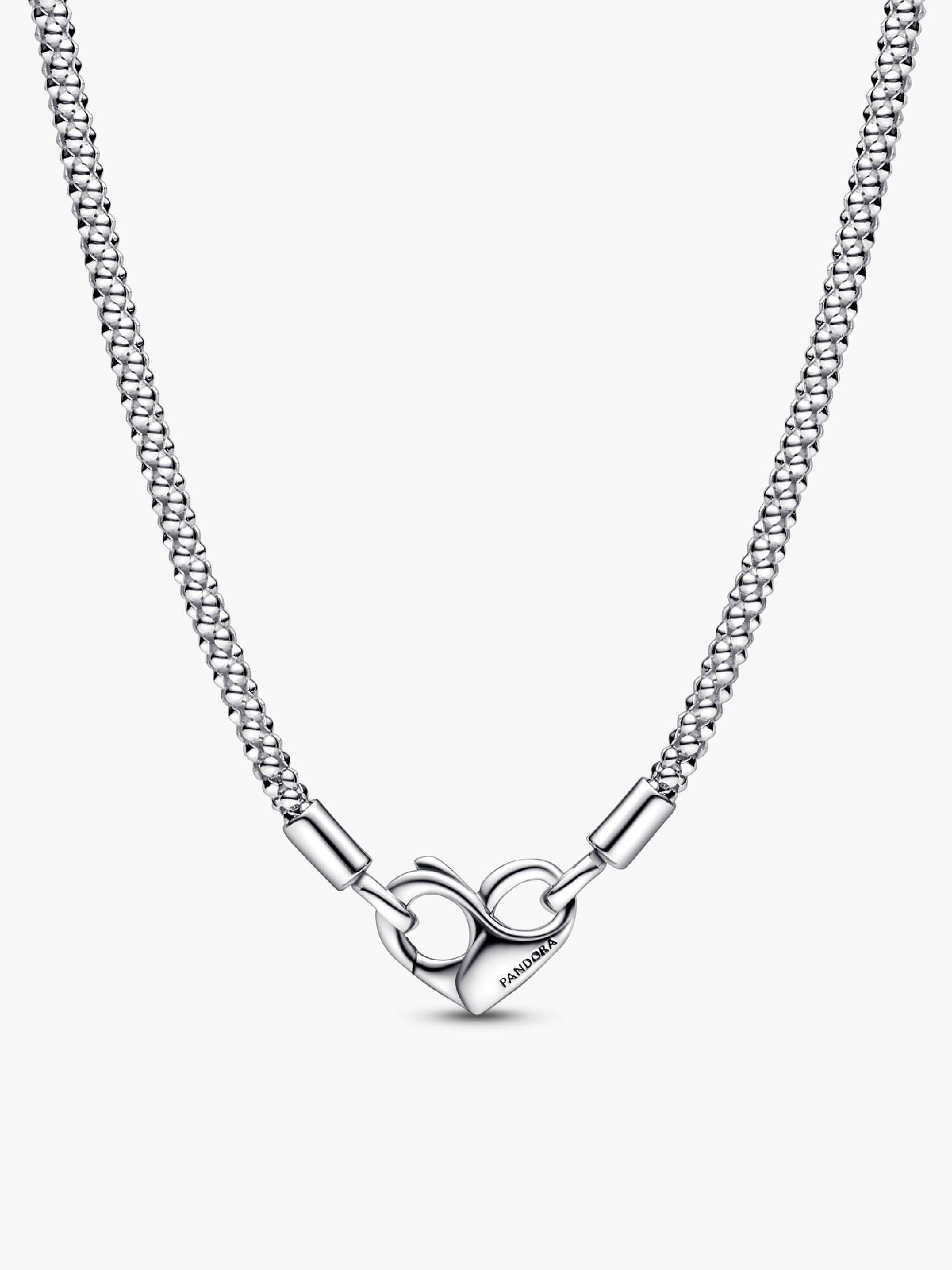 Collana Maglia Geometrica con Chiusura Moschettone a Cuore