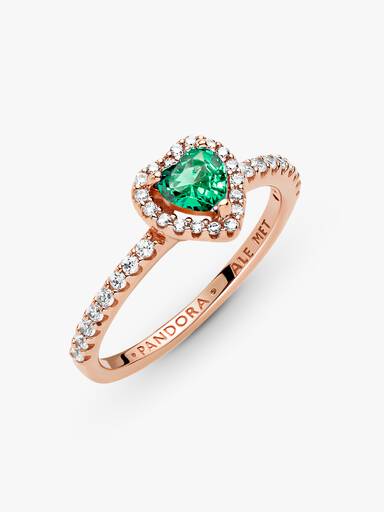 Anello Cuore in Rilievo Verde