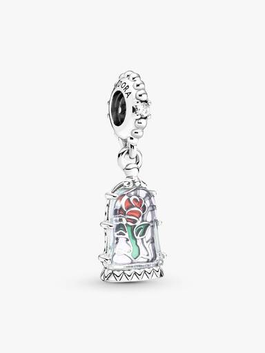 Disney, La Bella e la Bestia, Charm Pendente Rosa Incantata