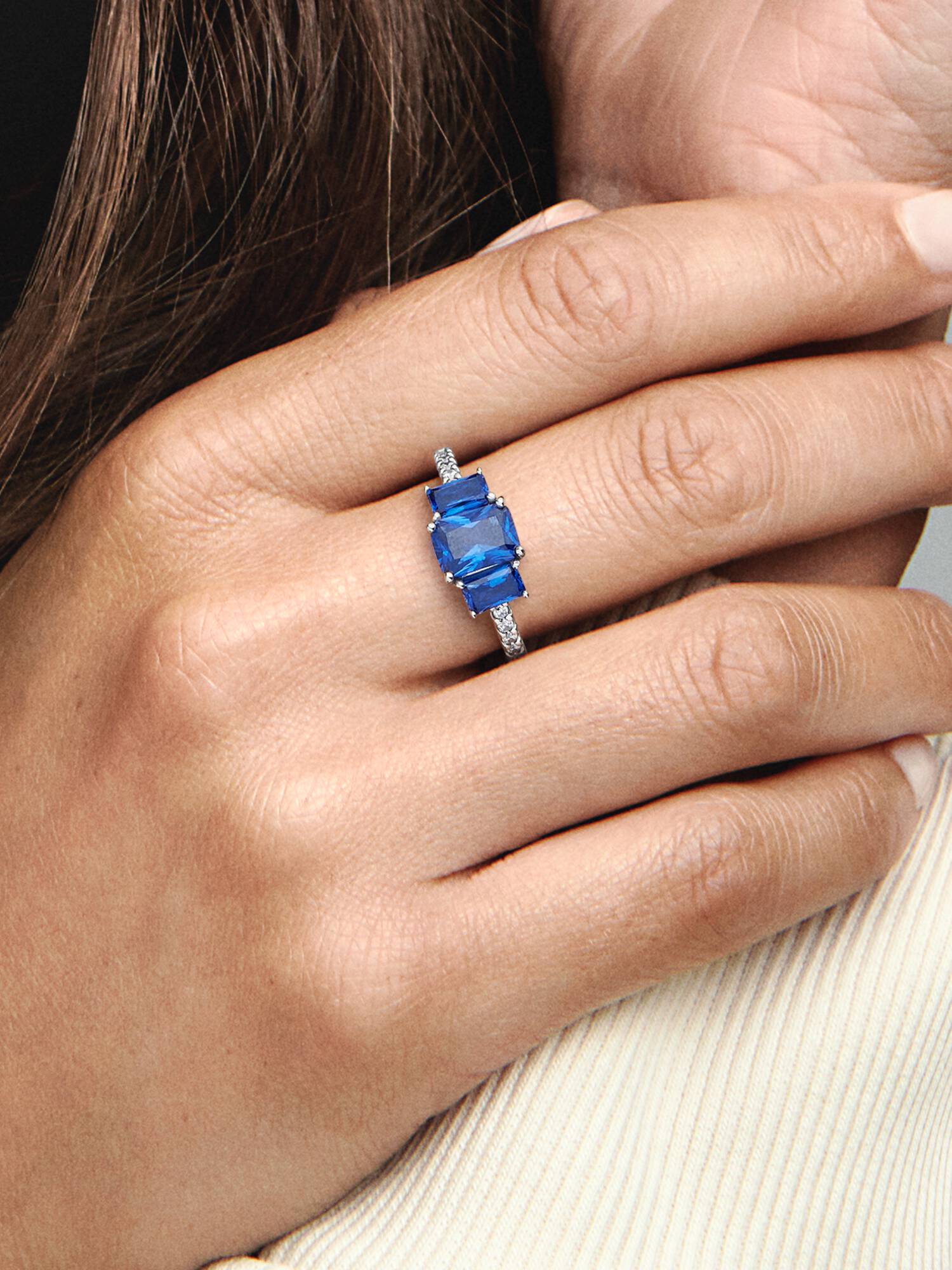 Anello Trilogy Pietre Blu