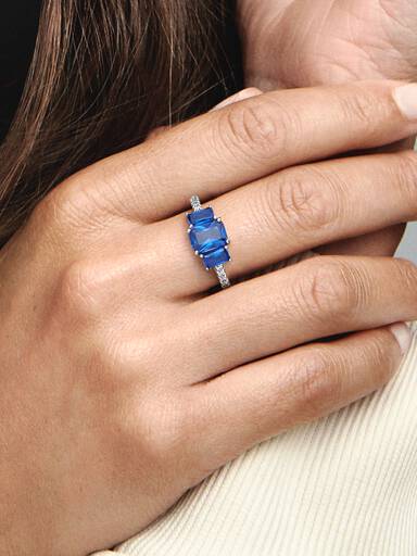 Anello Trilogy Pietre Blu