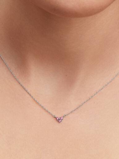 Collana Cuore con Tre Pietre Rosa