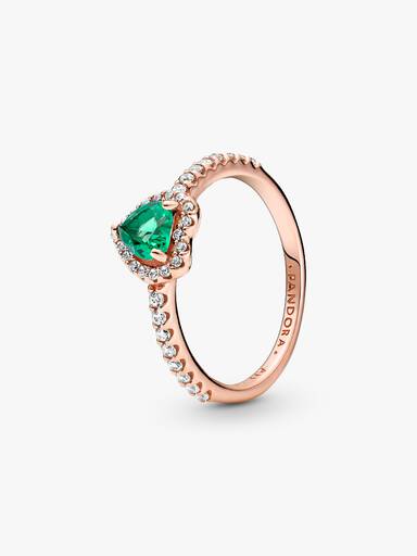 Anello Cuore in Rilievo Verde