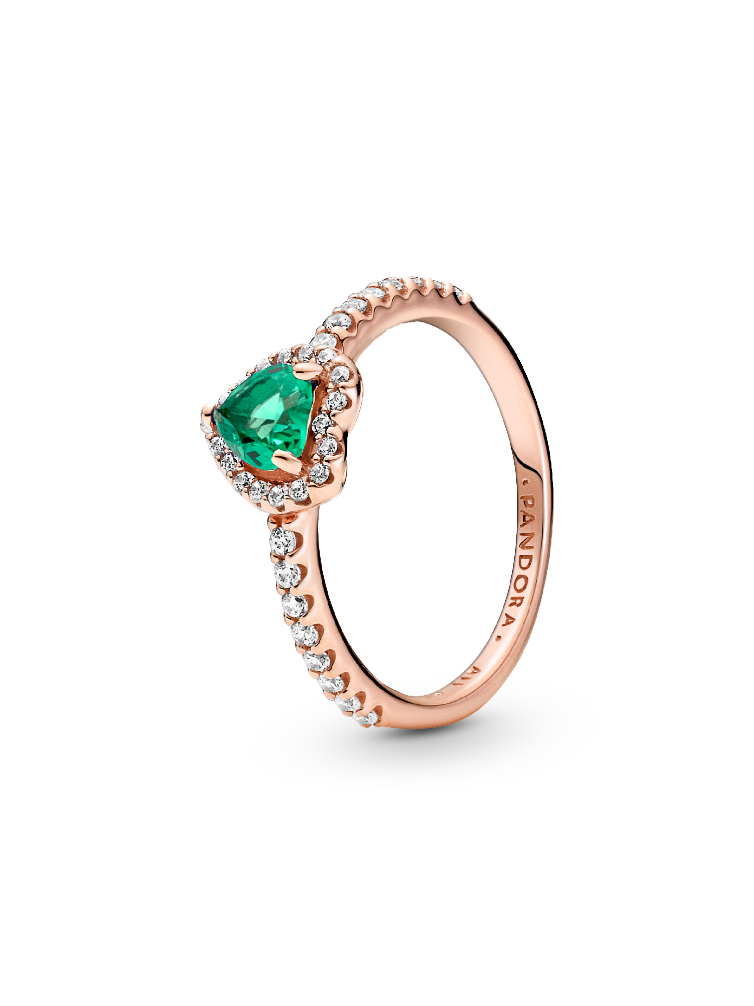 Anello Cuore in Rilievo Verde